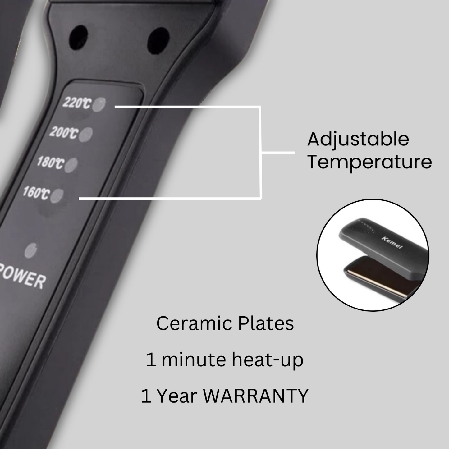 Hair Straightener Kemei (Model 2023)